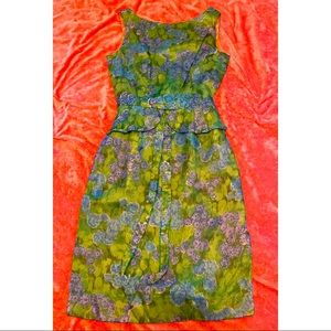 Gorgeous hydrangea print vintage silk dress